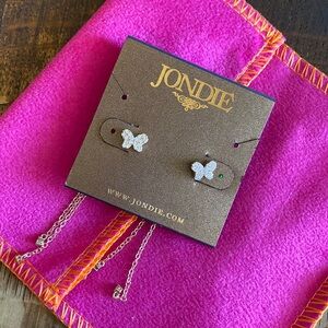 NEW - Gold Butterfly CZ Dangle Chain Earrings.